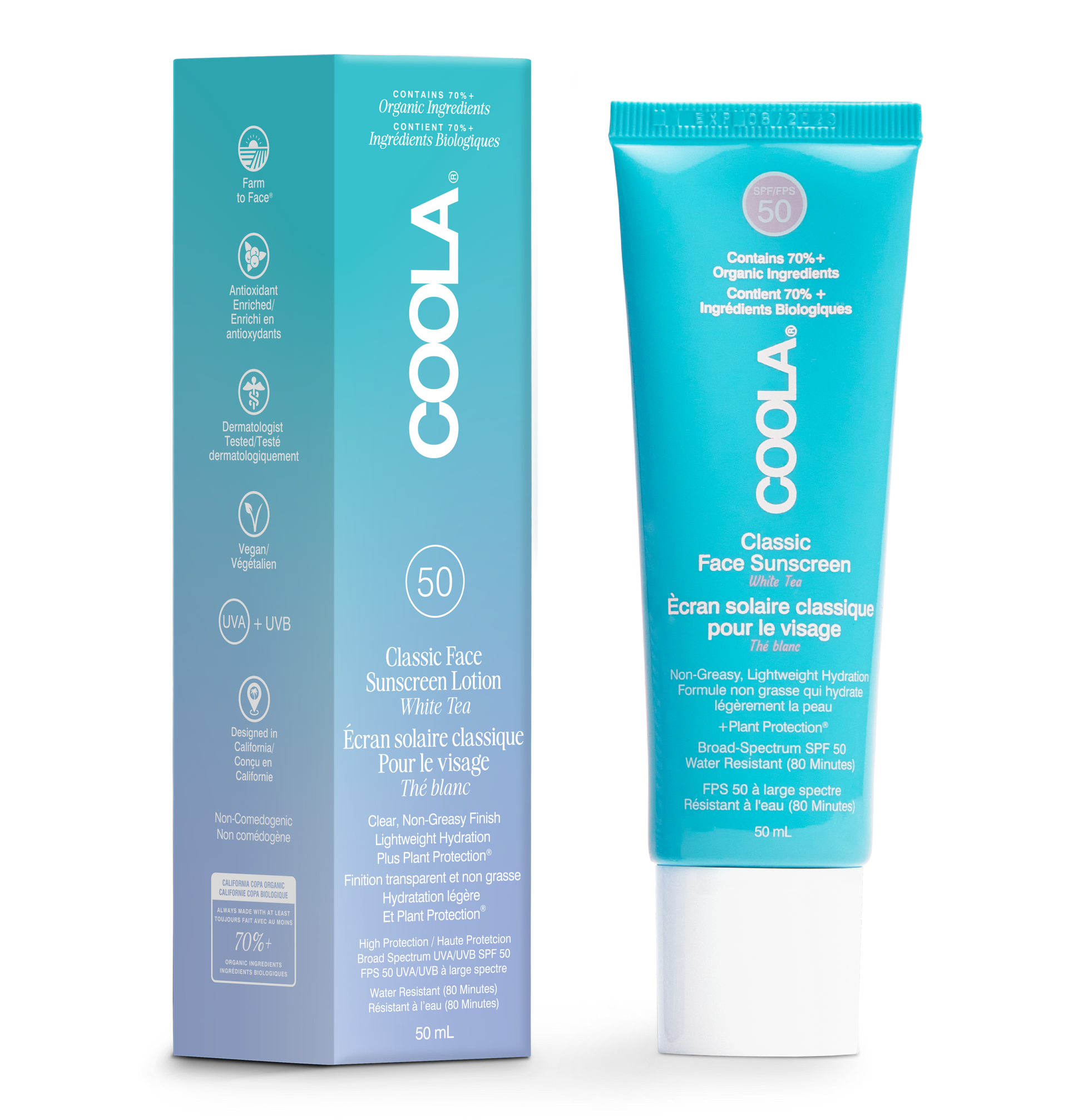 Classic Face Organic Sunscreen Lotion SPF 50 - White Tea